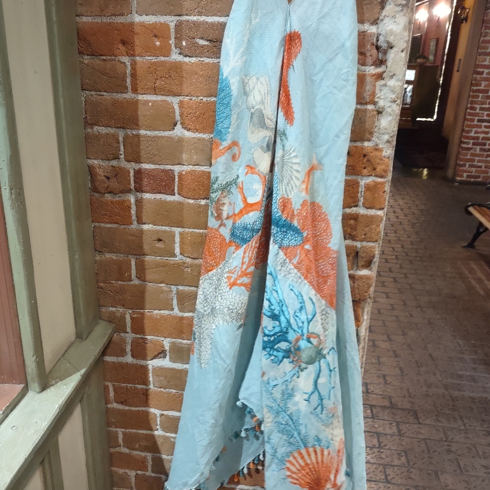 Aratta Cami Dress With Tassel Trim In Ocean View Print - Picture 4 of 11